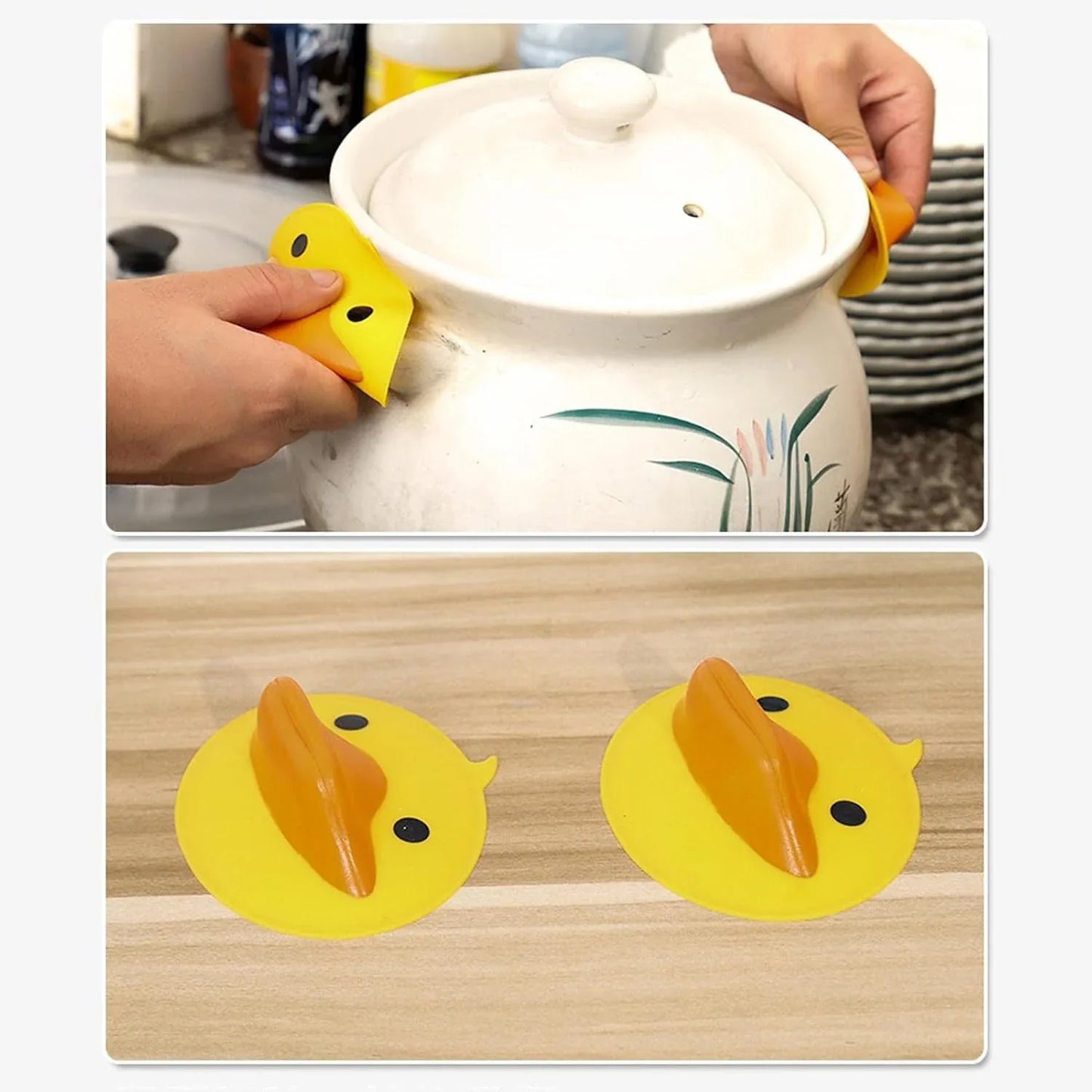 Cute Duck Shape Silicone Hot Pot Holder (2 Pc) - Zidbik