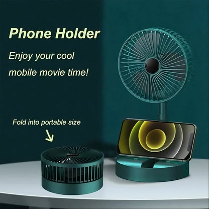 4642 Telescopic Electric Desktop Fan Height Adjustable Foldable Portable For Travelcarry Silent Table Top Personal Fan For Bedside Office Table (Battery Not Include) - Zidbik