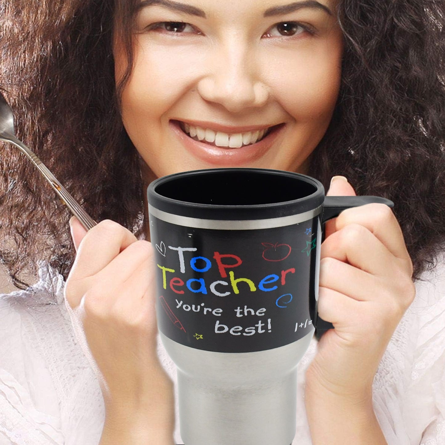 Stainless Steel Vacuum Glass Insulated Glass Coffee Cups Double Walled Travel Mug Car Coffee Mug (With Lid  Handle) - Zidbik