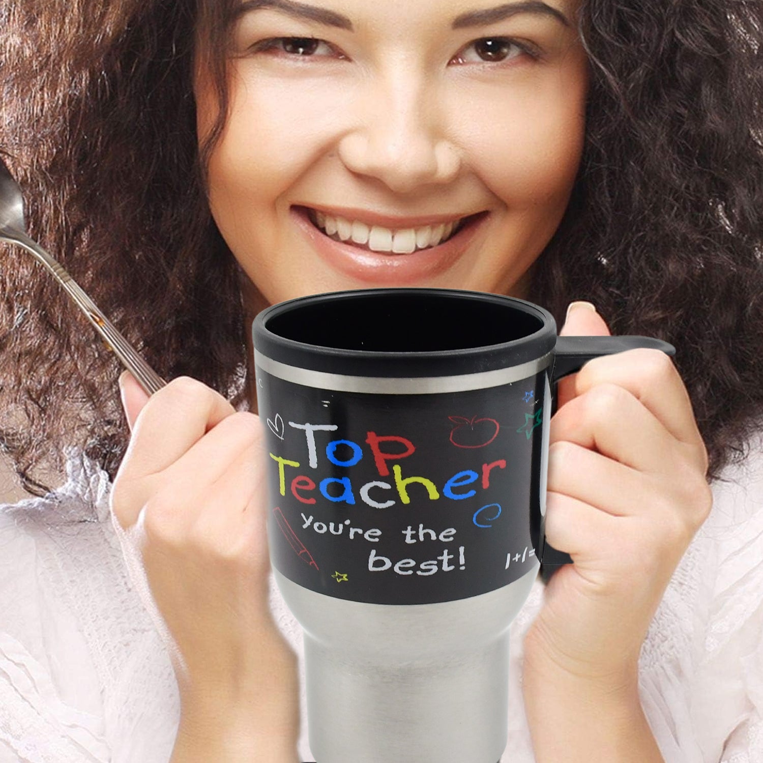 Stainless Steel Vacuum Glass Insulated Glass Coffee Cups Double Walled Travel Mug Car Coffee Mug (With Lid  Handle) - Zidbik