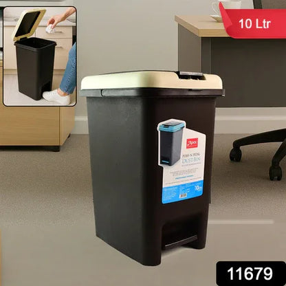 Apex Push N Pedal Plastic Dustbin 10l Capacity (1 Pc) - Zidbik