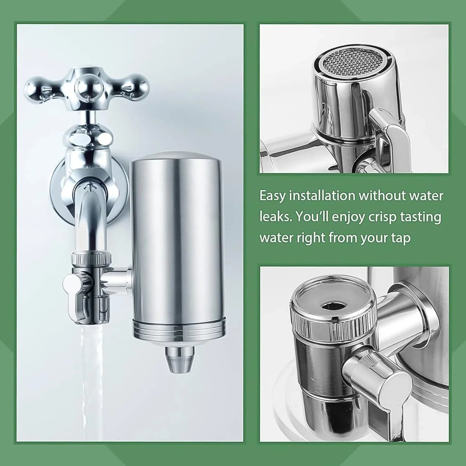 304 Stainless Steel Faucet Mount Water Filter Water Purifier (1 Set) - Zidbik