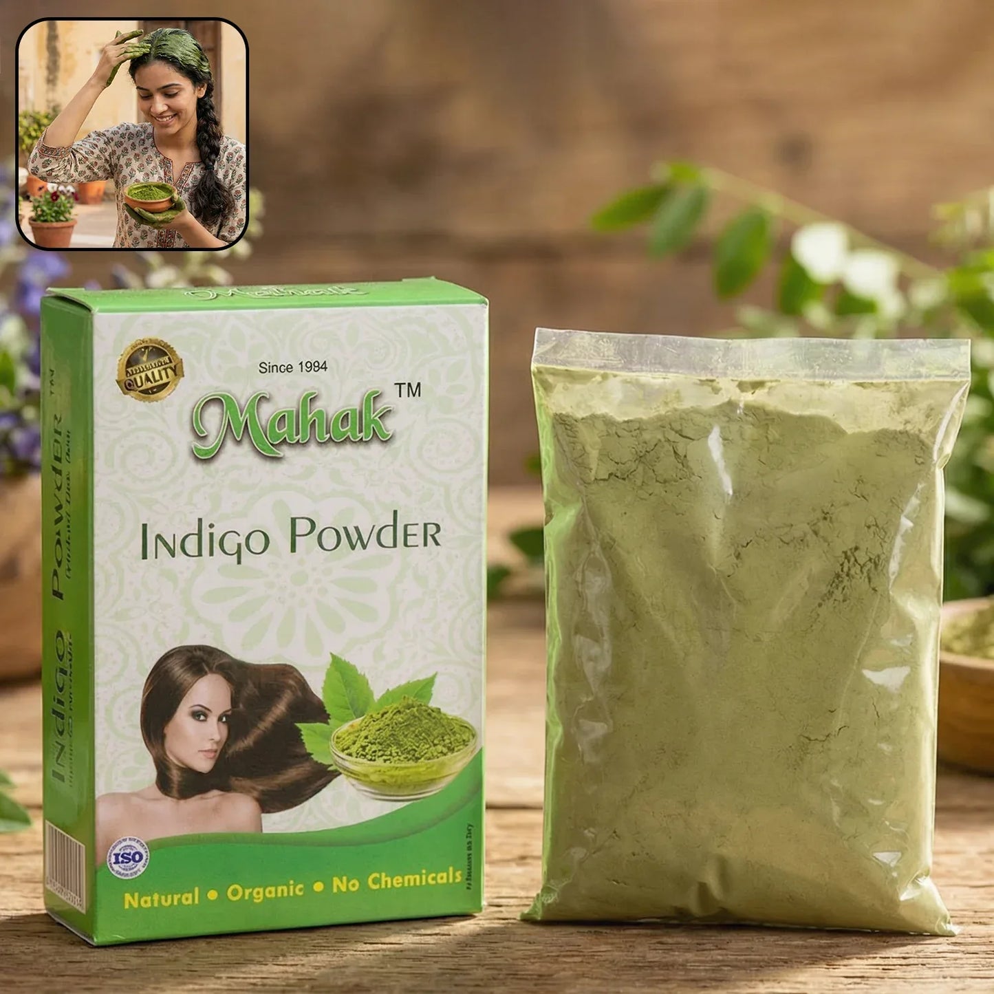 Natural Indigo Powder For Traditional Hair Care 80 Gm - Zidbik
