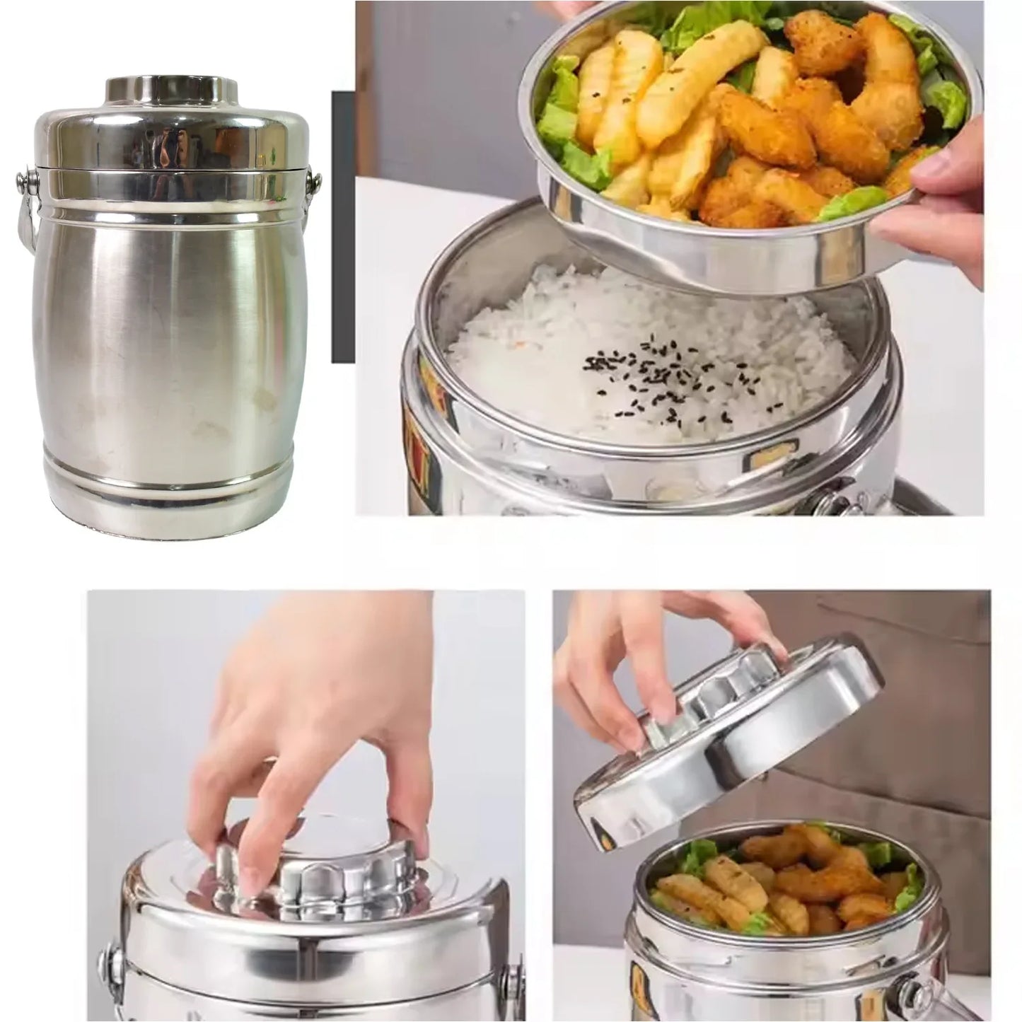 Stainless Steel Lunch Box Insulated Lunch Box Double Vacuumlayer (2.2 Ltr.) - Zidbik