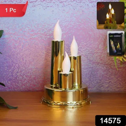 Led Flameless Candle Lamp With Triple Candle Design (1 Pc) - Zidbik