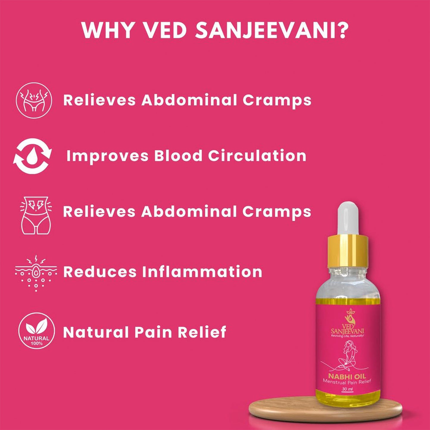Ved Sanjeevani Nabhi Oil For Menstrual Pain Relief (30ml  1 Pc) - Zidbik