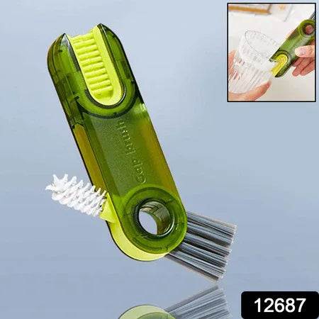 12687 3in1 Multifunctional Cleaning Brush Bottle Cleaning Brush Cup Cleaner Brush For Bottle Cup Cover Lid Home Kitchen Cleaning Tool (1 Pc) - Zidbik