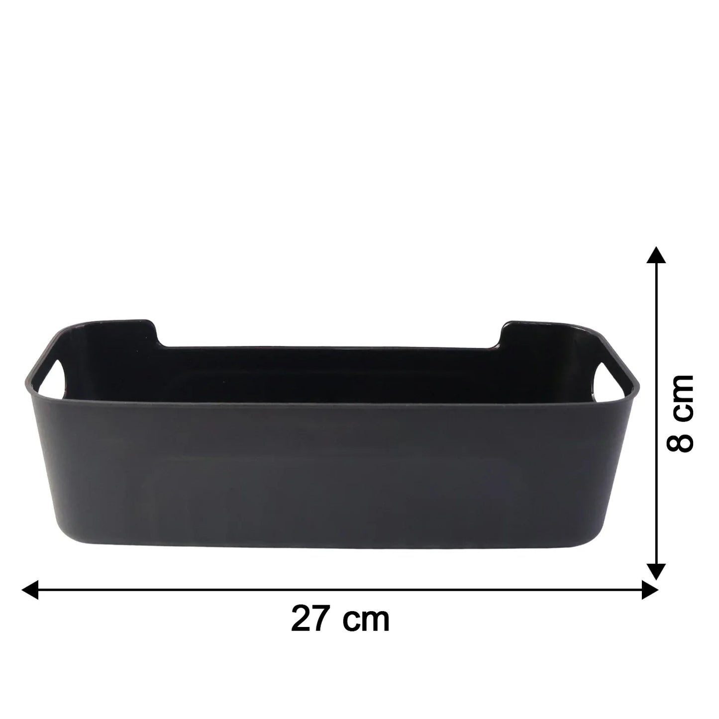 Black Plastic Storage Basket Tray Set (4 Pcs) - Zidbik