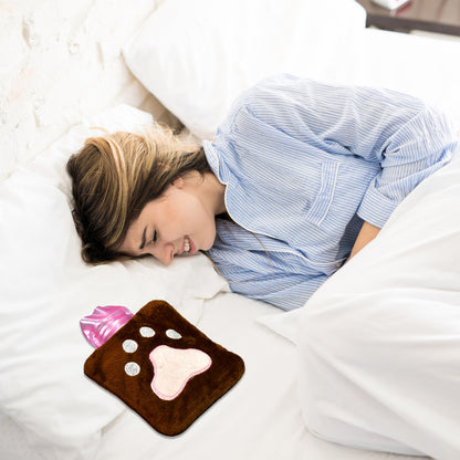 6518 Paw Print Small Hot Water Bag With Cover For Pain Relief Neck Shoulder Pain And Hand Feet Warmer Menstrual Cramps. - Zidbik