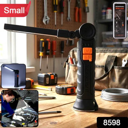 Compact Rechargeable Small Led Work Light With Adjustable Arm And Magnetic Base - Zidbik