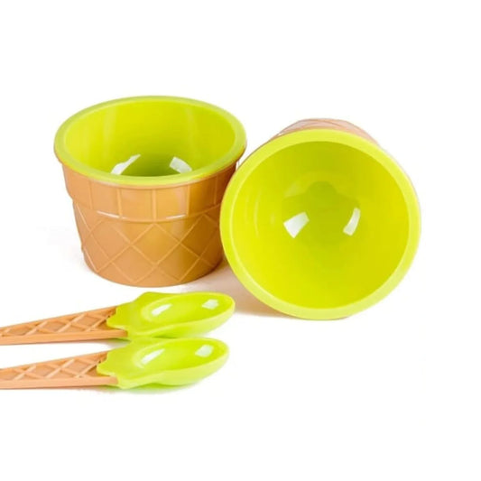 5320 Ice-cream Waffle Spoon Bowel Cup Set Premium Ice Cream Set Ice-cream Bowel With Spoon 2pc Couple Bowl Set - Zidbik