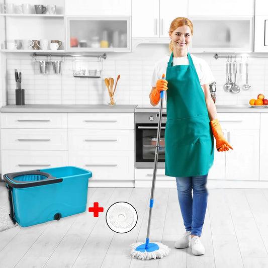 4028 Quick Spin Mop Plastic Spin Bucket Floor Cleaning Easy Wheels Big Bucket Floor Cleaning Mop With Bucket - Zidbik