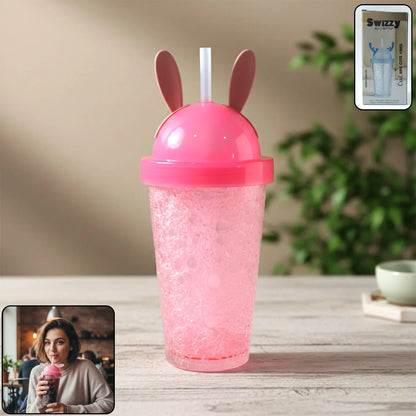 Cute Bunny Ear Design Tumbler Sipper Bottle (500 Ml 1 Pc) - Zidbik