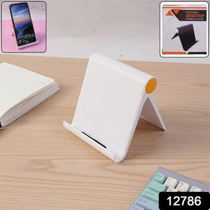 Plastic Foldable Desktop Mobile Stand (1 Pc White) - Zidbik