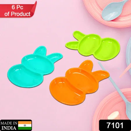 7101 Rabbit Shape Dish 6 Pcs For Kids (Multicolor) - Zidbik