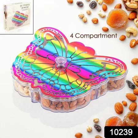 Butterfly Shape 4 Compartment Multipurpose Box Dry Fruit Box (1 Pc) - Zidbik