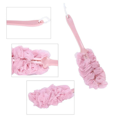 6702 Loofah Back Scrubber For Shower Long Handle Bath Sponge Shower Brush Soft Nylon Mesh Back Cleaner Washer Body Bath Brush For Women And Men Bathroom Shower Accessories - Zidbik