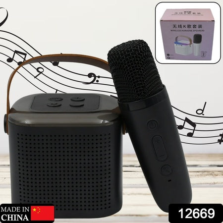 12669 Wireless Speaker Microphone Set Rgb Light Support Memory Card Portablekaraoke Machine Perfect  For Travel Tv - Zidbik