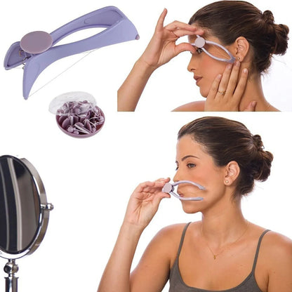 1419 Slique Painless Eyebrow Upper Lips Face And Body Hair Removal Threading Manual Tweezer Machine Shaver System Kit - Zidbik
