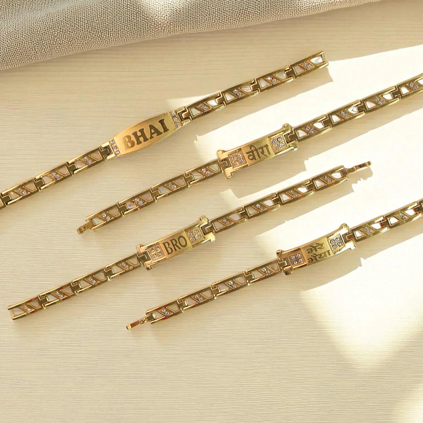 Metal Rakhi Bracelet For Brother Chain Rakhi With Wording (Mix Design 1 Pc) - Zidbik