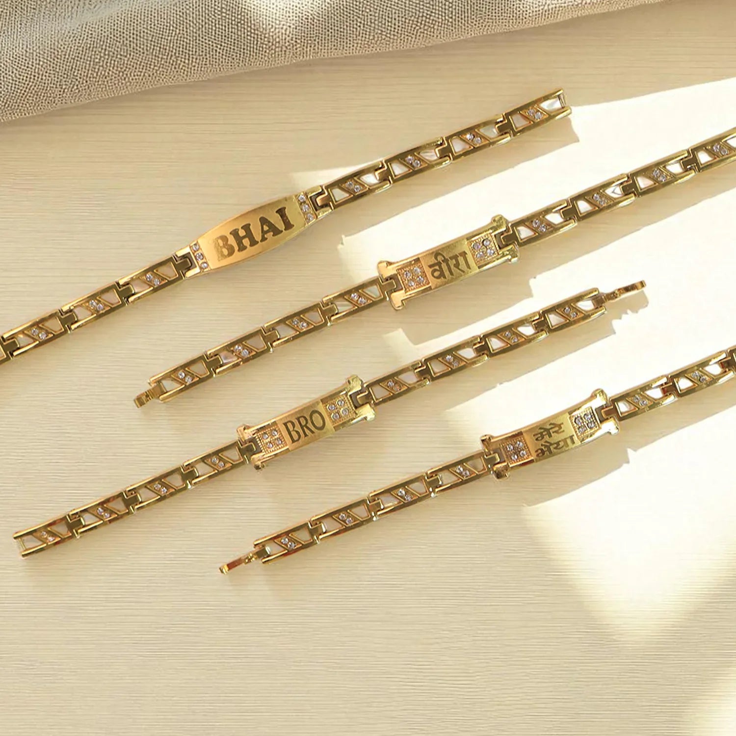 Metal Rakhi Bracelet For Brother Chain Rakhi With Wording (Mix Design 1 Pc) - Zidbik
