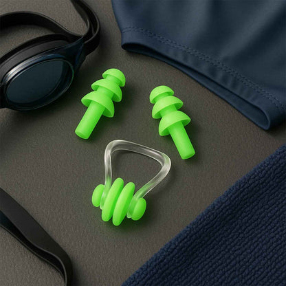 Swimming Earplugs And Nose Clip Set (3 Pc) - Zidbik