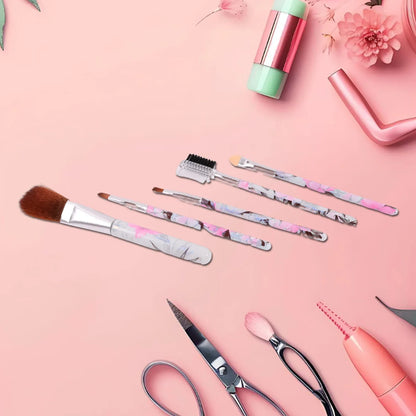 Floral Makeup Brush Set For Eyes Lips And Face (5 Pc) - Zidbik