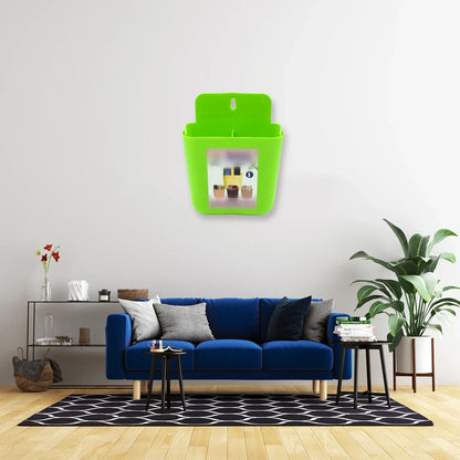 4473 Multipurpose Wall Holder Mobile Holder Stationary Storage Bathroom Accessories Remote Holder Makeup Brush Holder Useful In Office Kitchen Drawing Room 2 Section Stand (1 Pc ) - Zidbik