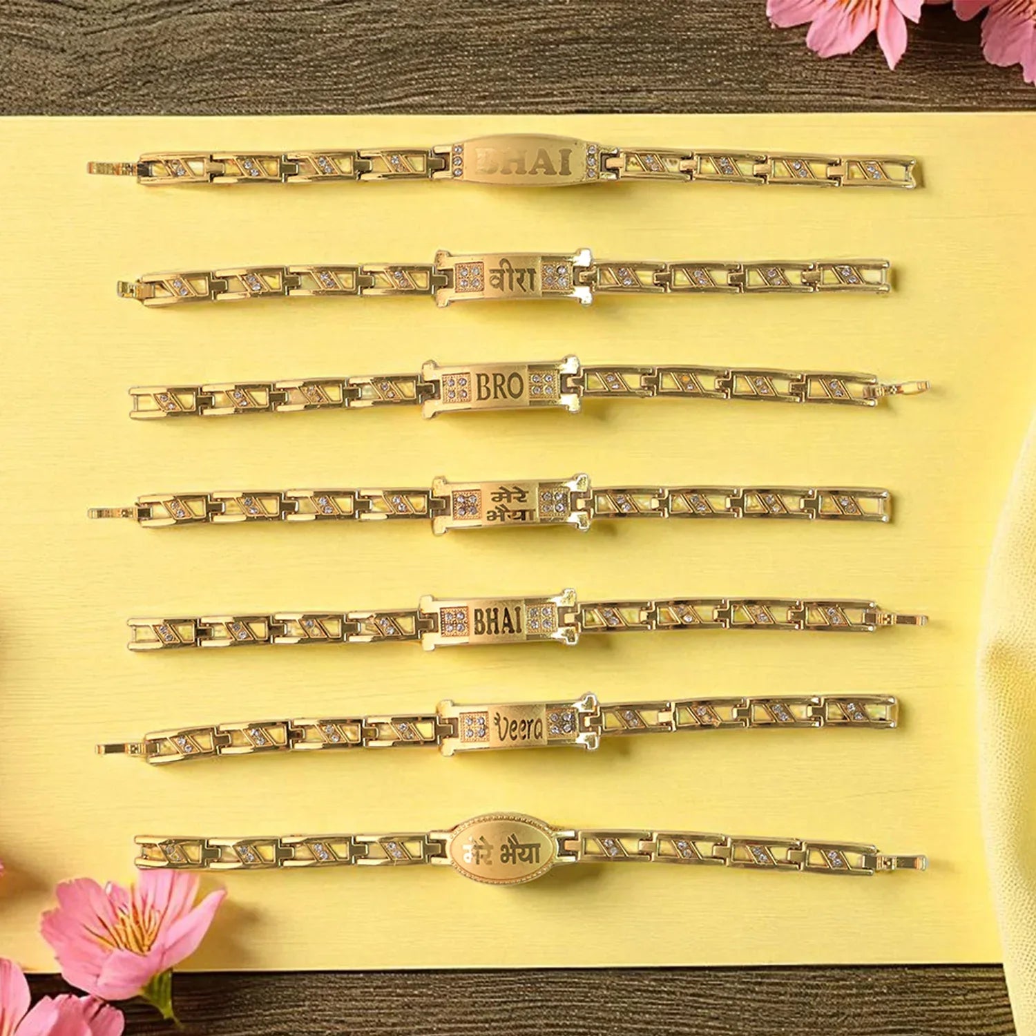 Metal Rakhi Bracelet For Brother Chain Rakhi With Wording (Mix Design 1 Pc) - Zidbik