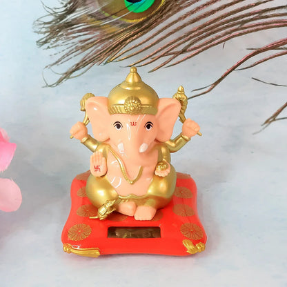 Decorative Medium Lord Ganesh Idol Decorative Statue With Solar-powered Base (1 Pc) - Zidbik