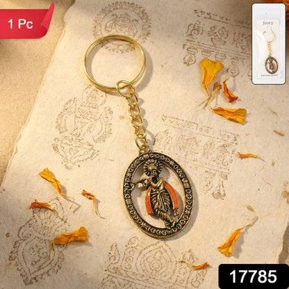 Metal Traditional Decorative Lord Krishna Keychain (1 Pc) - Zidbik
