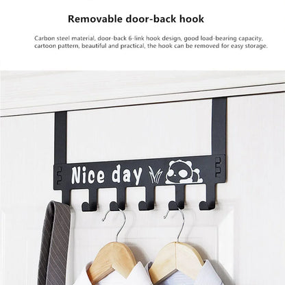 8536 Heavy-duty Carbon Steel Cartoon Nice Day Over Door Hook Hanger Rack Towel Hanger Removable Door Hook Coat Scarf Cloths Hanger (1 Pc 6 Hook) - Zidbik