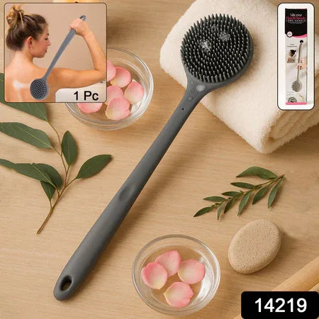 Silicone Back Scrubber Brush With Long Handle (1 Pc) - Zidbik