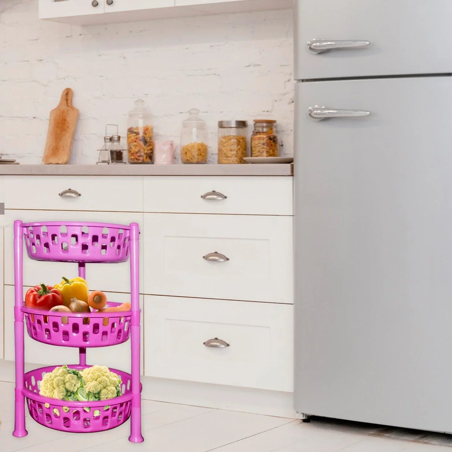 2507 Round Multipurpose Plastic Storage Rack Organiser - Zidbik