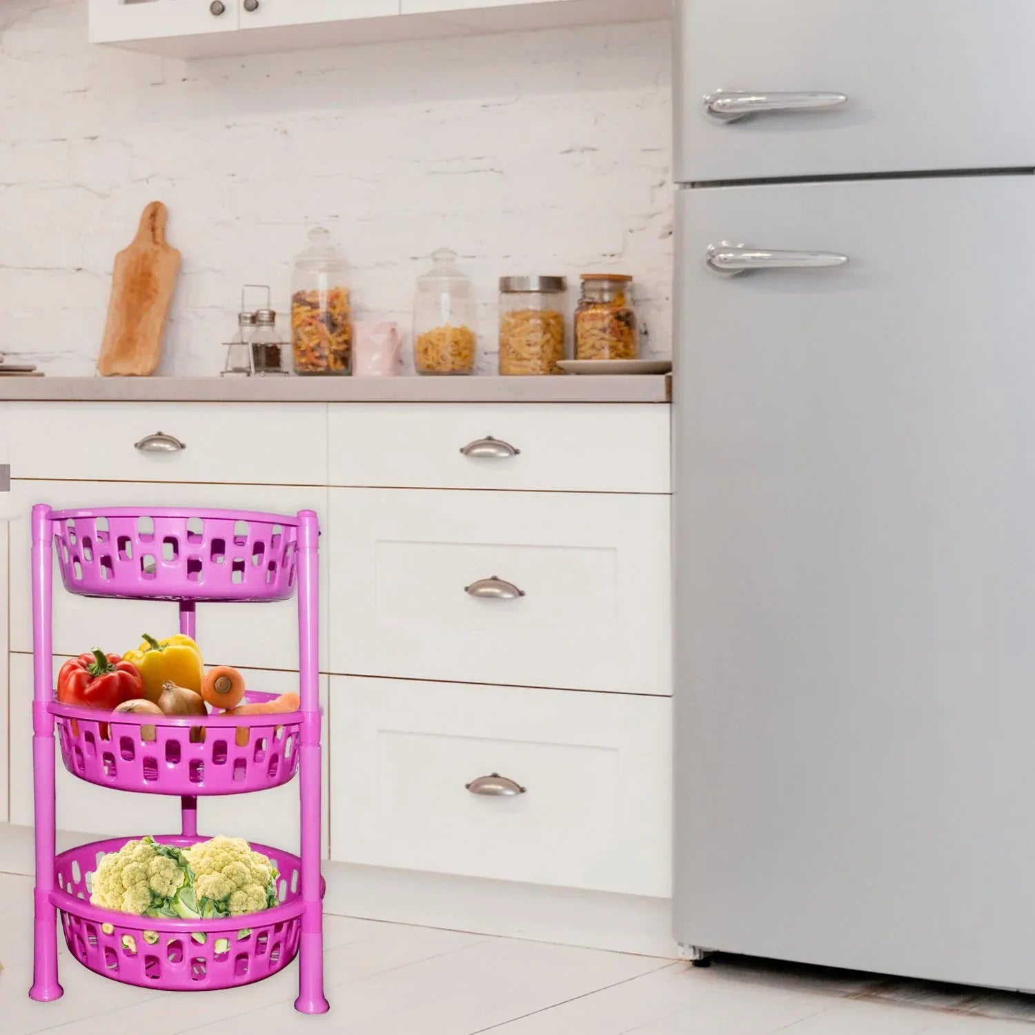 2507 Round Multipurpose Plastic Storage Rack Organiser - Zidbik