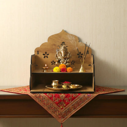 Wooden Temple Style Home Mandir Stand For Pooja - Zidbik