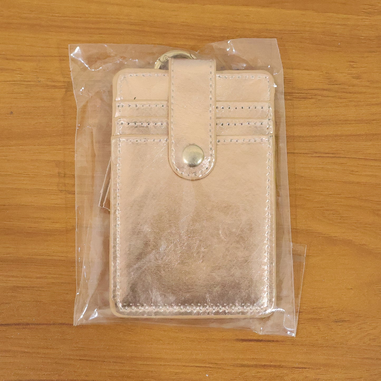 Pu Leather Card Holder Wallet With Button Strap (1 Pc)