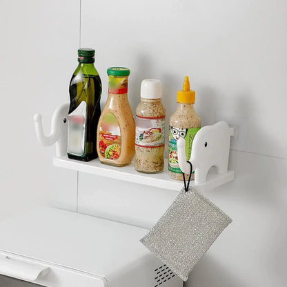 9272 Multifunctional Elephant Shaped Storage Shelf No Punching Wall Mounted Mini Storage Rack Creative Cute Elephant Shelf Organizer For Kitchen Bathroom Bedroom Study - Zidbik