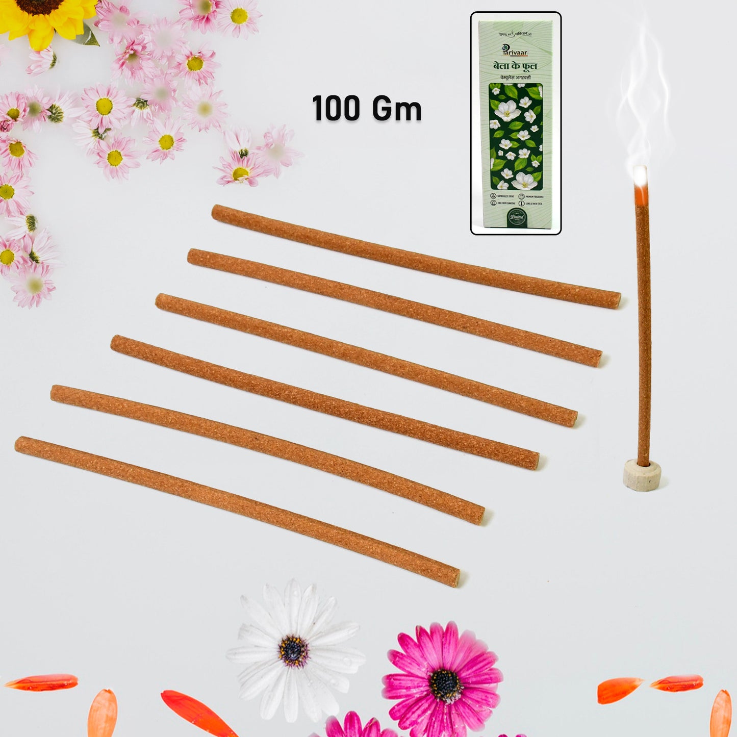 Bela Ke Phool Premium Incense Sticks  Agarbatti (100 Gm  With Stand For Stick) - Zidbik