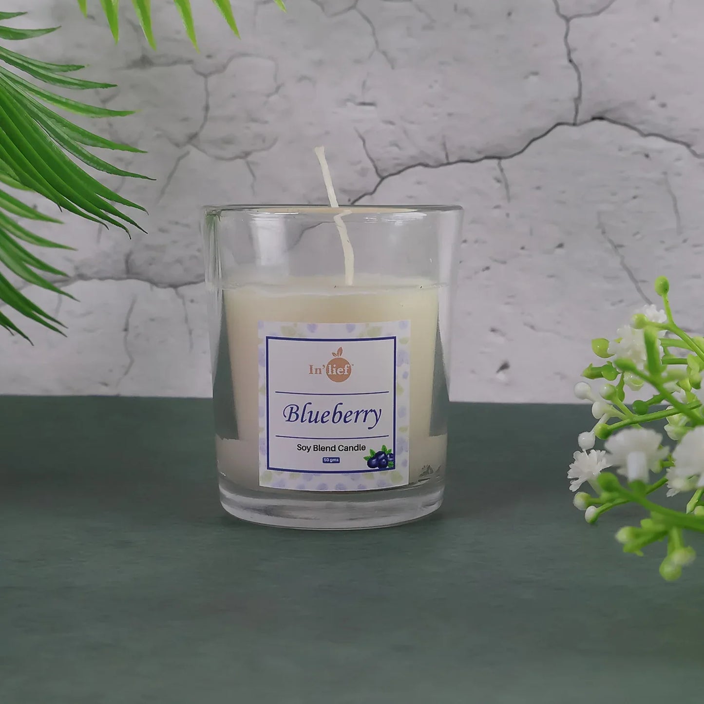 Inlief Blueberry Soy-blend Votive Candle Glass 50 Gm (1 Pc) - Zidbik