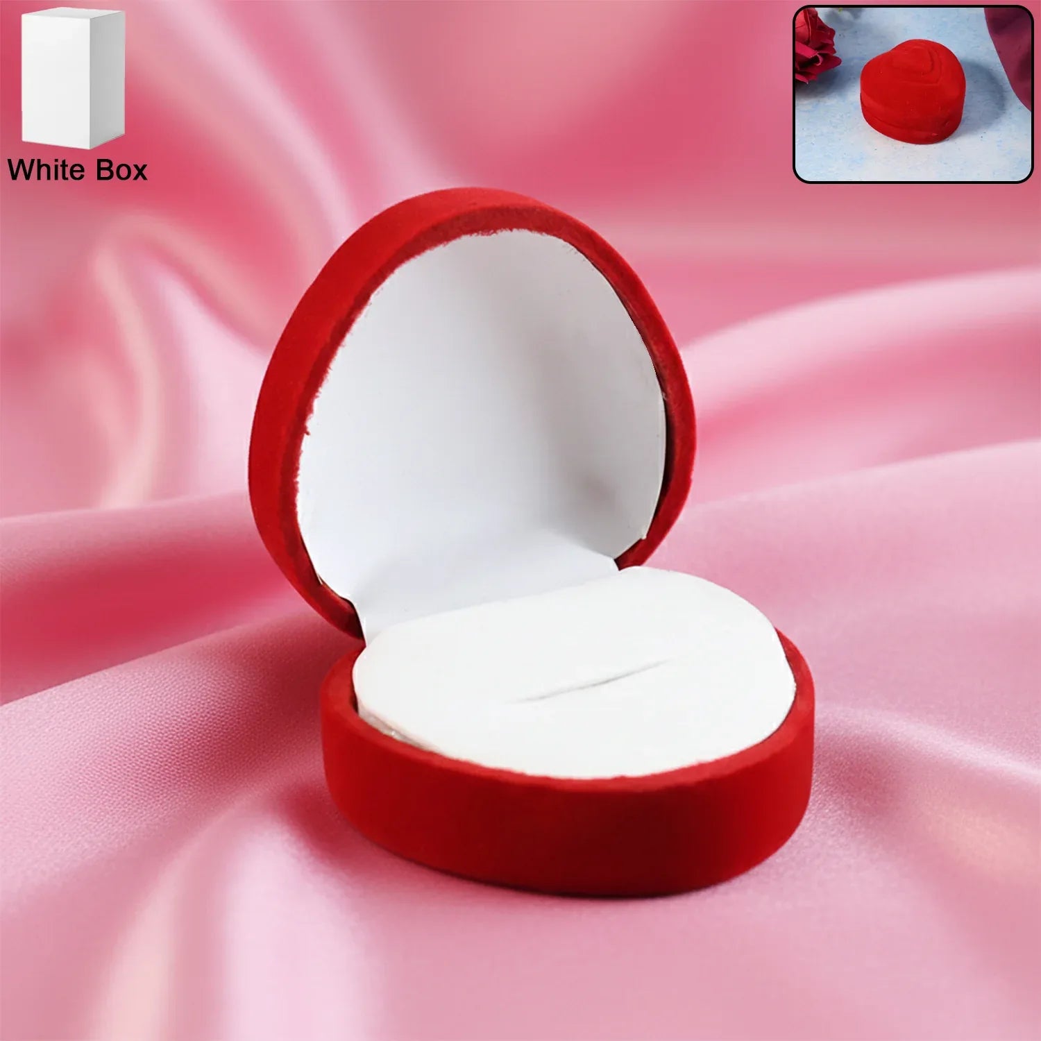 Premium Heart-shaped Velvet Jewellery Ring Box (1 Pc) - Zidbik