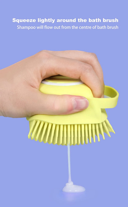 1348 Silicone Massage Bath Body Brush Soft Bristle With Shampoo Dispenser - Zidbik