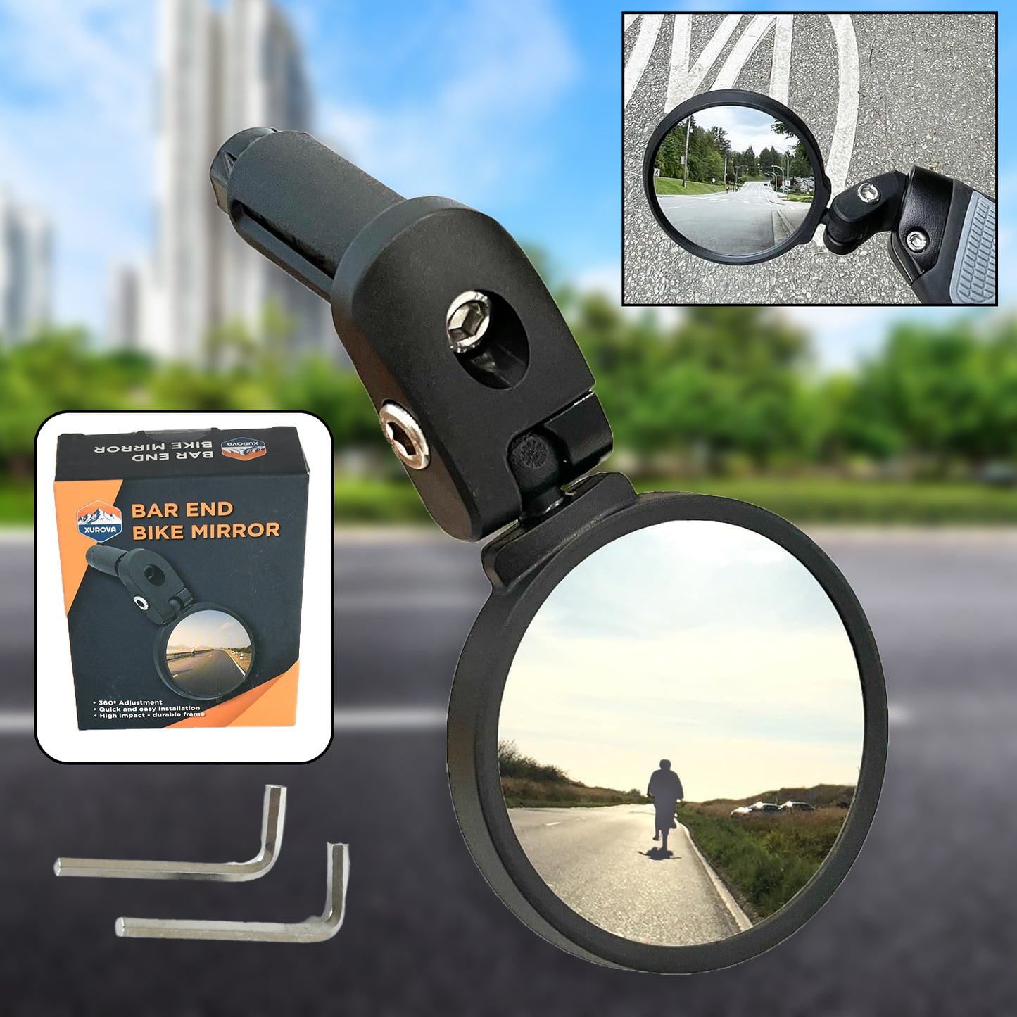 8505 Bar End Bike Mirror Safe Rearview Mirror 360 Rotatable  Foldable Safety Bicycle Rear View Mirror Mirror Durable Bike Mirror (1 Pc) - Zidbik