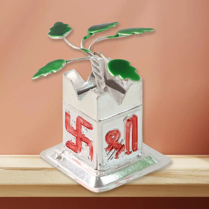 Tulsi Plant Miniature Idol With Mandir Kalash Base - (1 Pc) - Zidbik