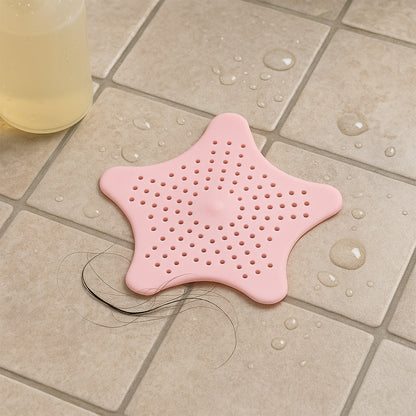 Baby Pink Silicone Star Shaped Sink Filter Bathroom Hair Catcher Drain Strainers For Basin - Zidbik