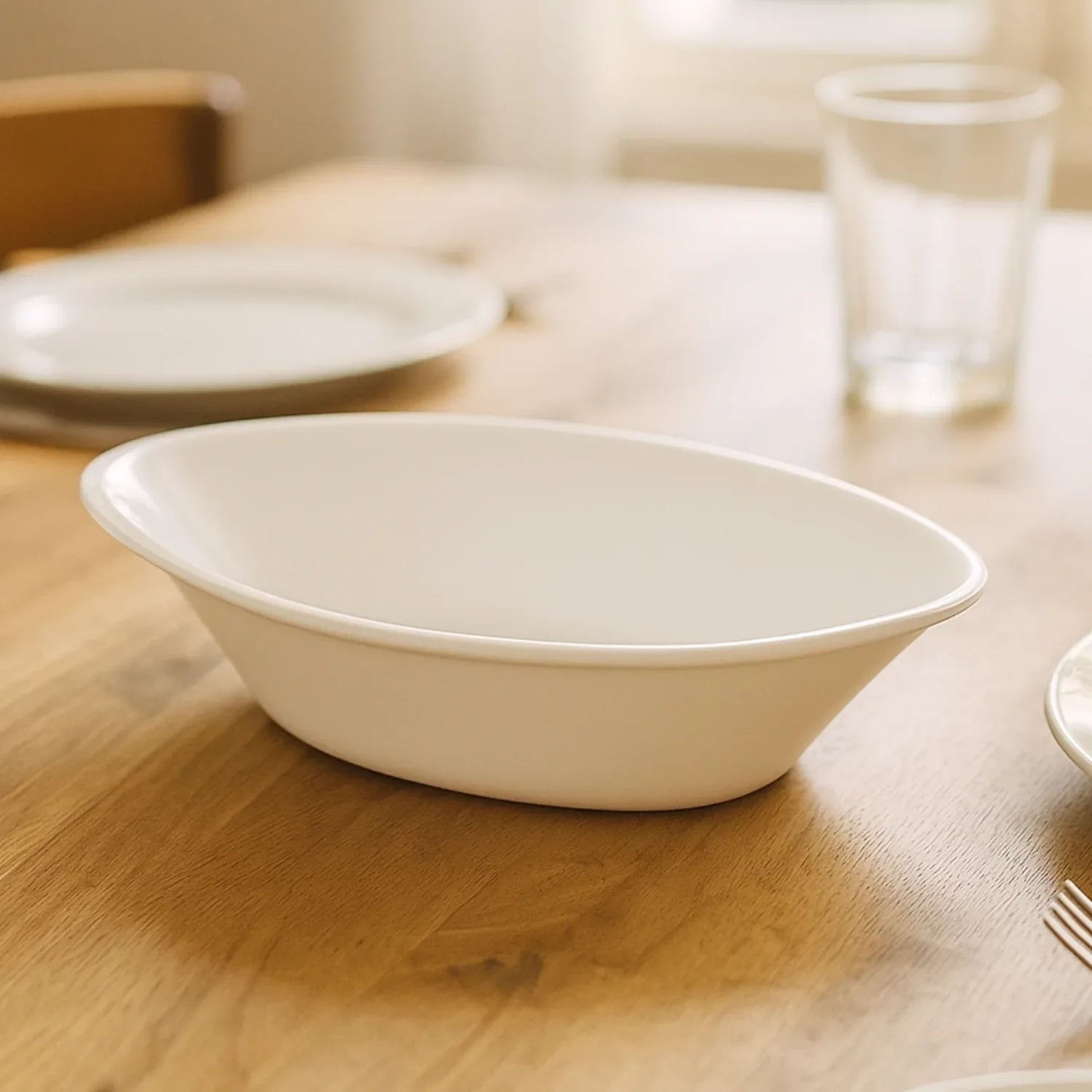 Plastic Marin Serving Bowl Elegant Oval Deep Bowl (1 Pc White) - Zidbik