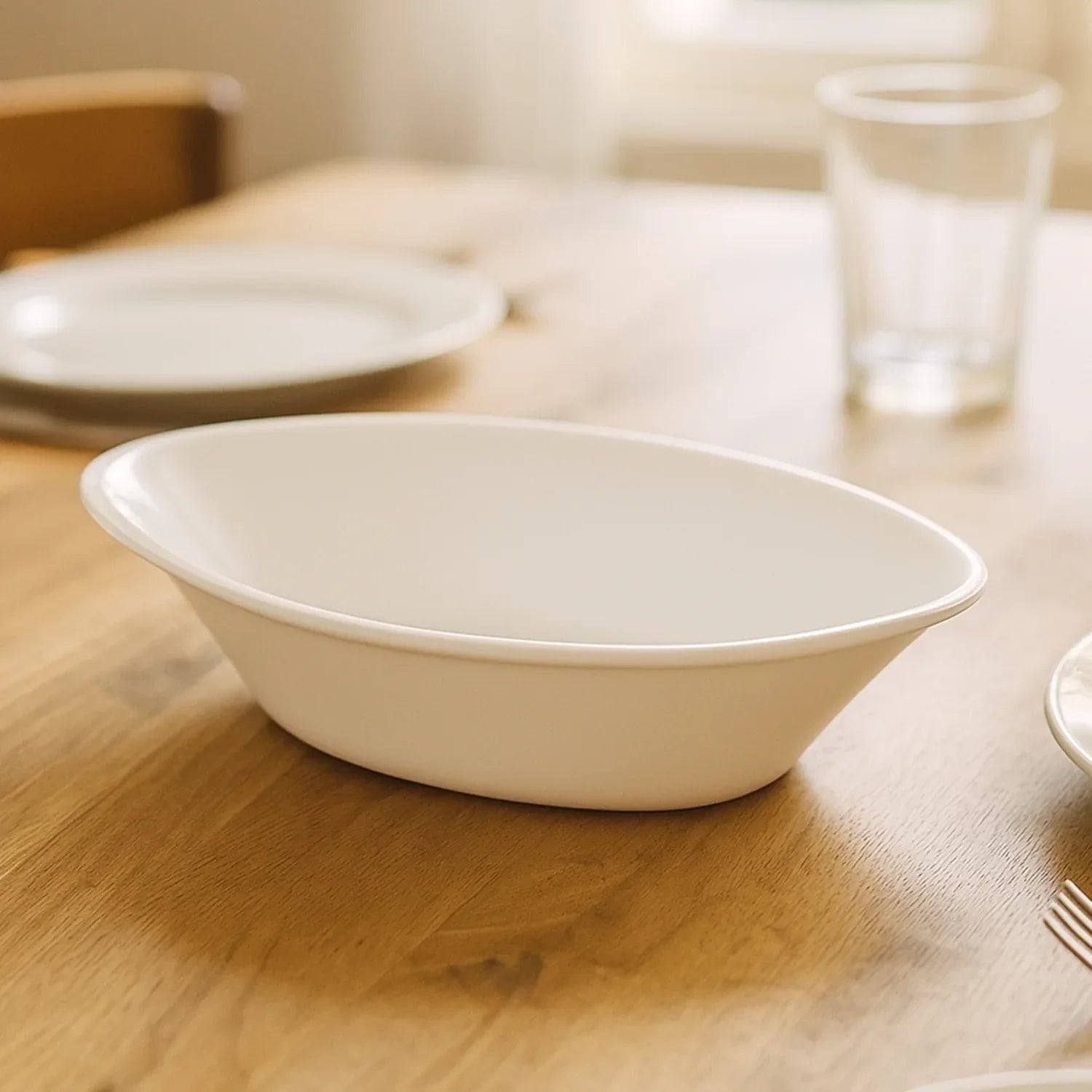 Plastic Marin Serving Bowl Elegant Oval Deep Bowl (1 Pc White) - Zidbik