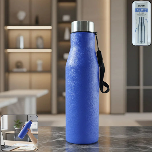 Classic Stainless Steel Water Bottle Blue Color (1000 Ml 1 Piece) - Zidbik