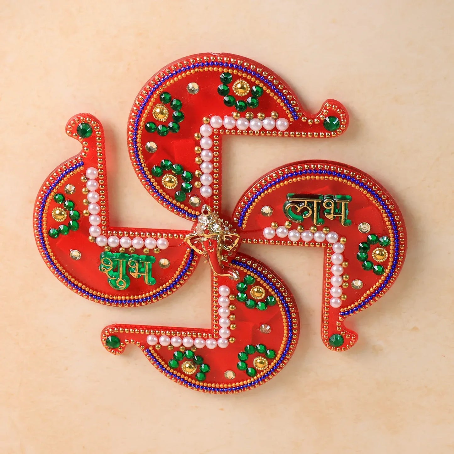 Acrylic Swastik Shubh Labh Wall Hanging (1 Pc) - Zidbik