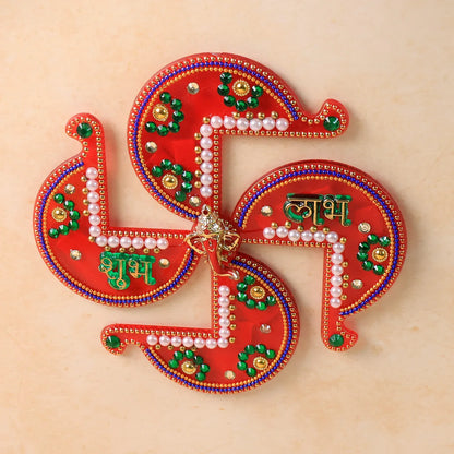 Acrylic Swastik Shubh Labh Wall Hanging (1 Pc) - Zidbik